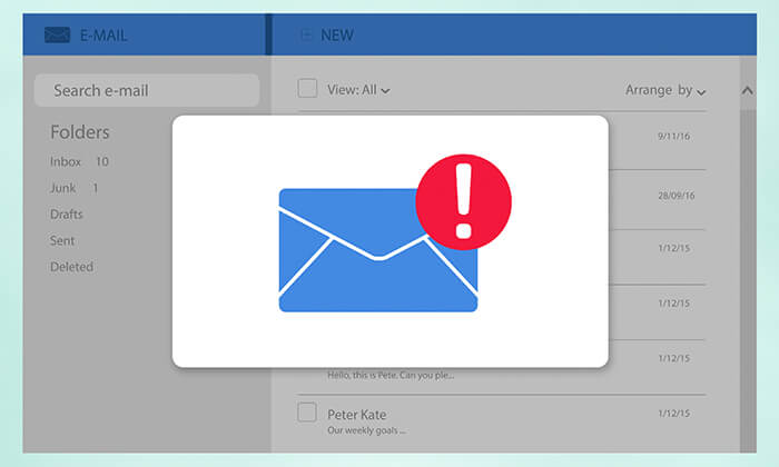 Betrug mit gefälschten E-Mails: Briefsymbol zeigt E-Mail im Postfach an