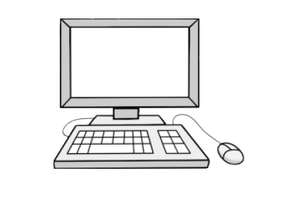 Computer mit Tastatur und Maus