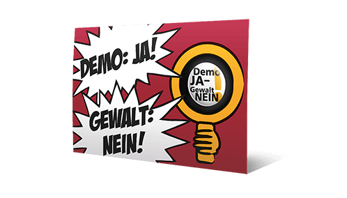 Titelbild: Infokarte "Demo: Ja. Gewalt: Nein."