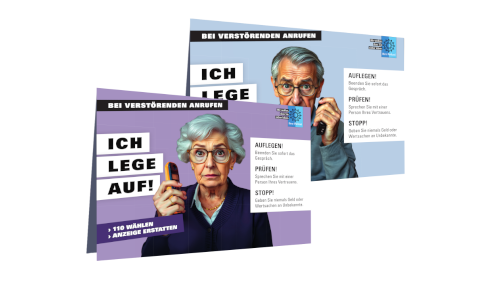 Vorschaubild Gefahren am Telefon Aufsteller Vorschaubild "Gefahren am Telefon"-Aufsteller.