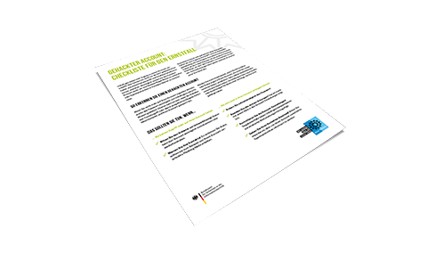 Produktbild für das Informationsblatt mit dem Titel "Gehackter Account: Checkliste für den Ernstfall". 