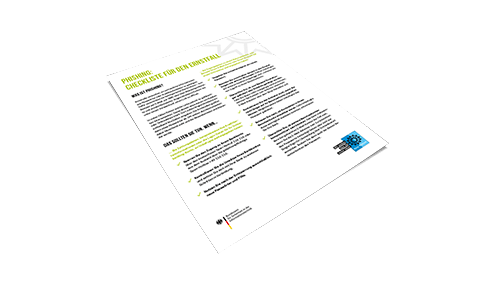 Produktbild für das Informationsblatt mit dem Titel "Phishing: Checkliste für den Ernstfall". 