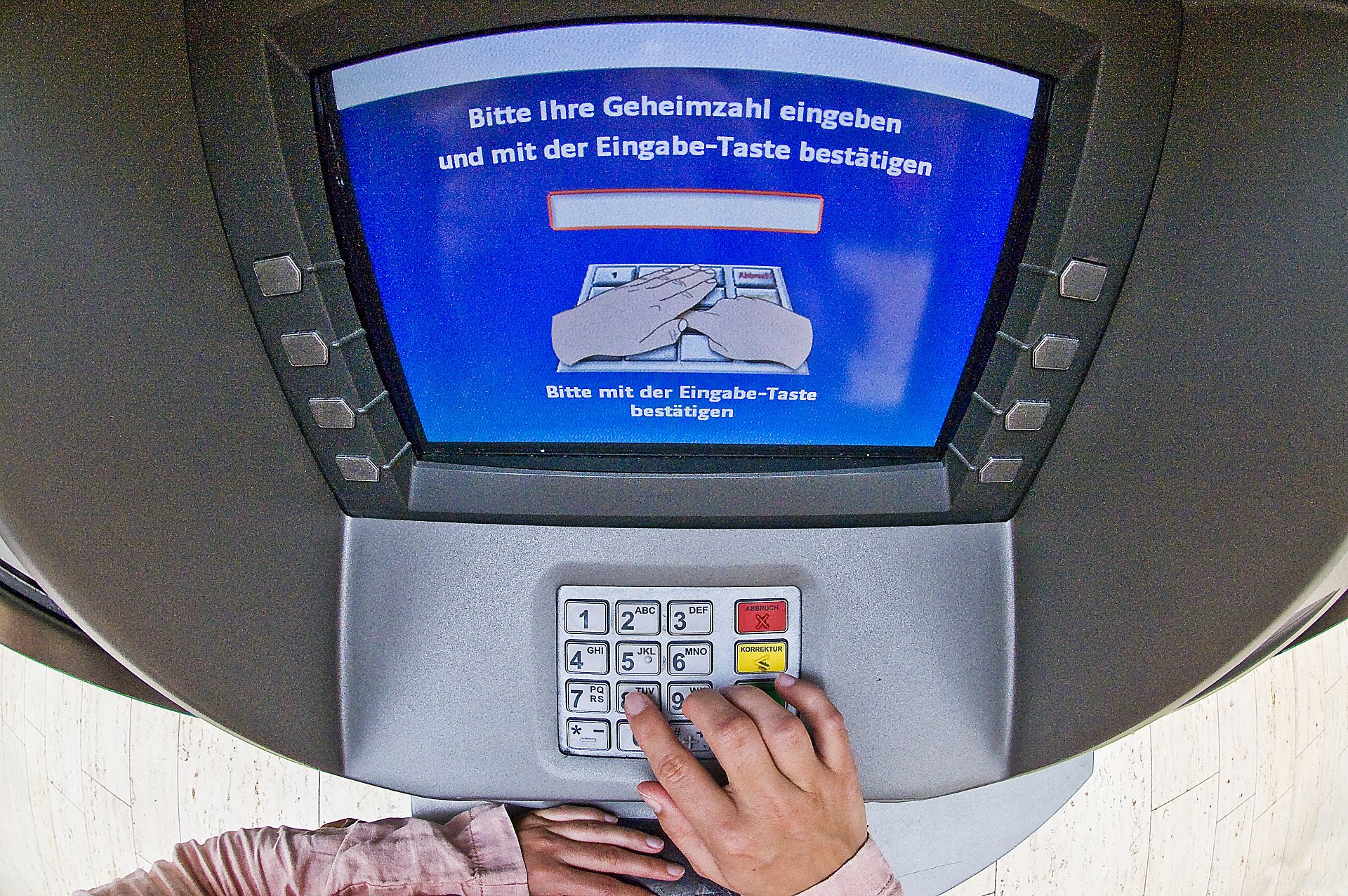 PIN-Eingabefeld eines Geldautomaten.