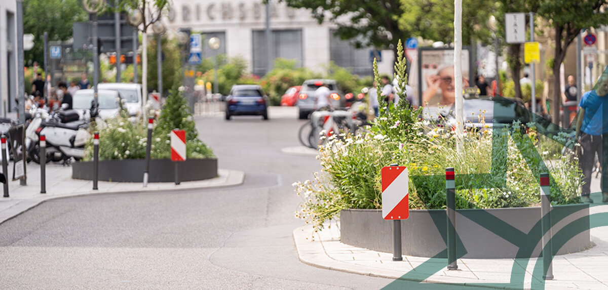 Verkehrsführung durch bauliche Gestaltung von Zufahrtswegen zur Verringerung der Geschwindigkeit