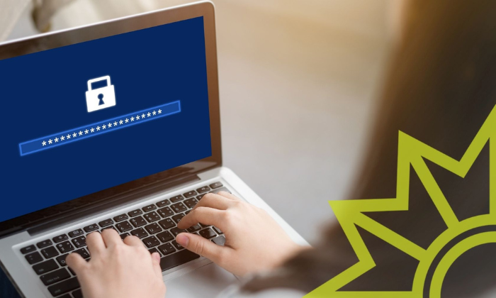 Sicht auf ein Laptop mit Passwortschutz