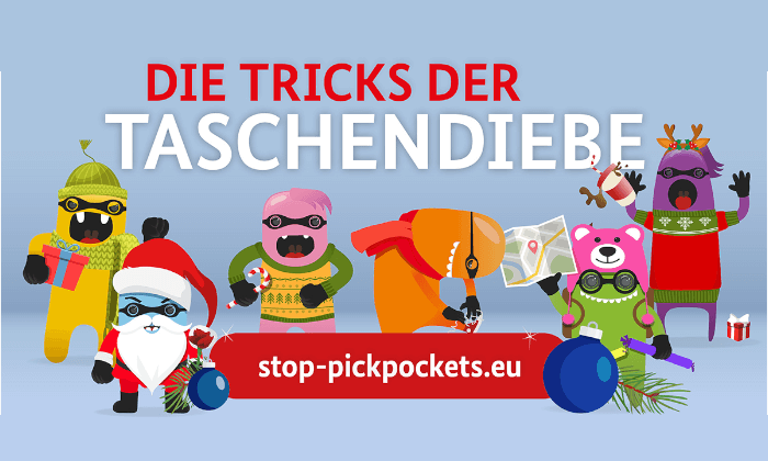 Kleine Weihnachts-Monster decken die Tricks der Taschendieb auf. #stoppickpockets