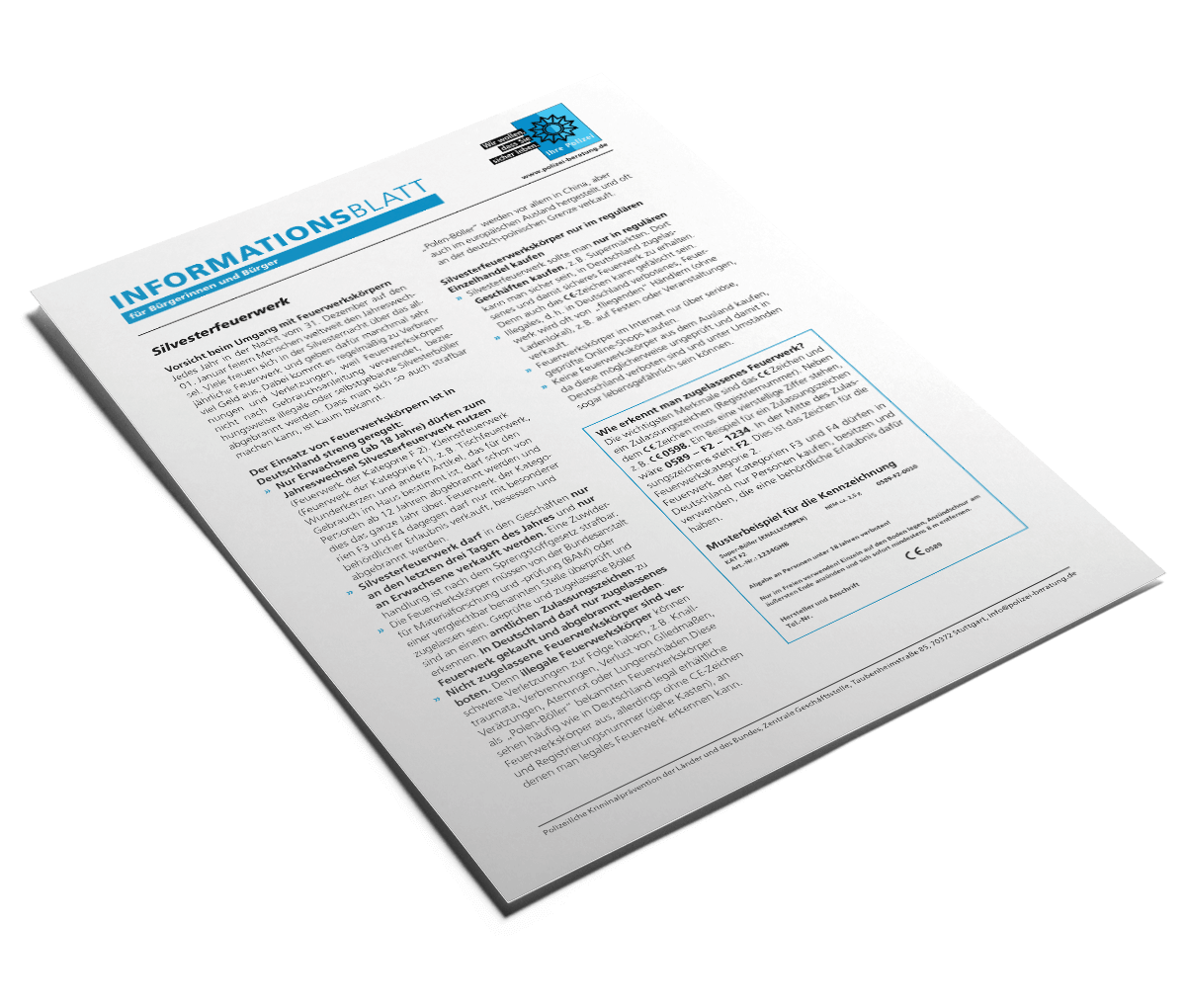 Produktbild "Informationsblatt Silvesterfeuerwerk"