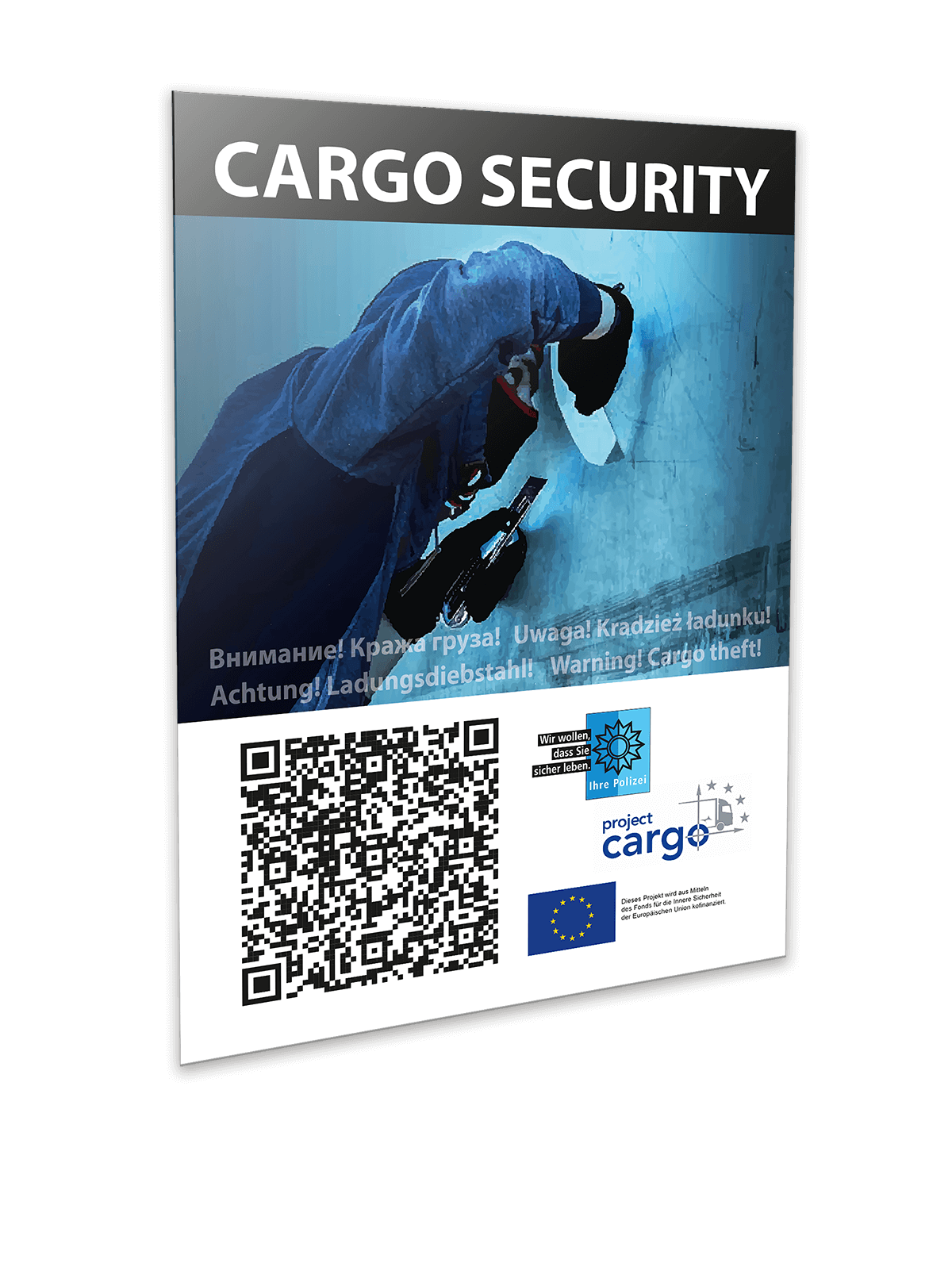 Cargo Security Aufkleber mit QR-Code.