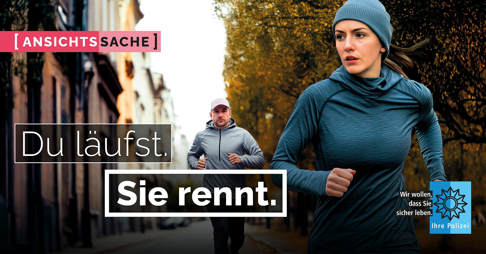 Du läufst. Sie rennt.